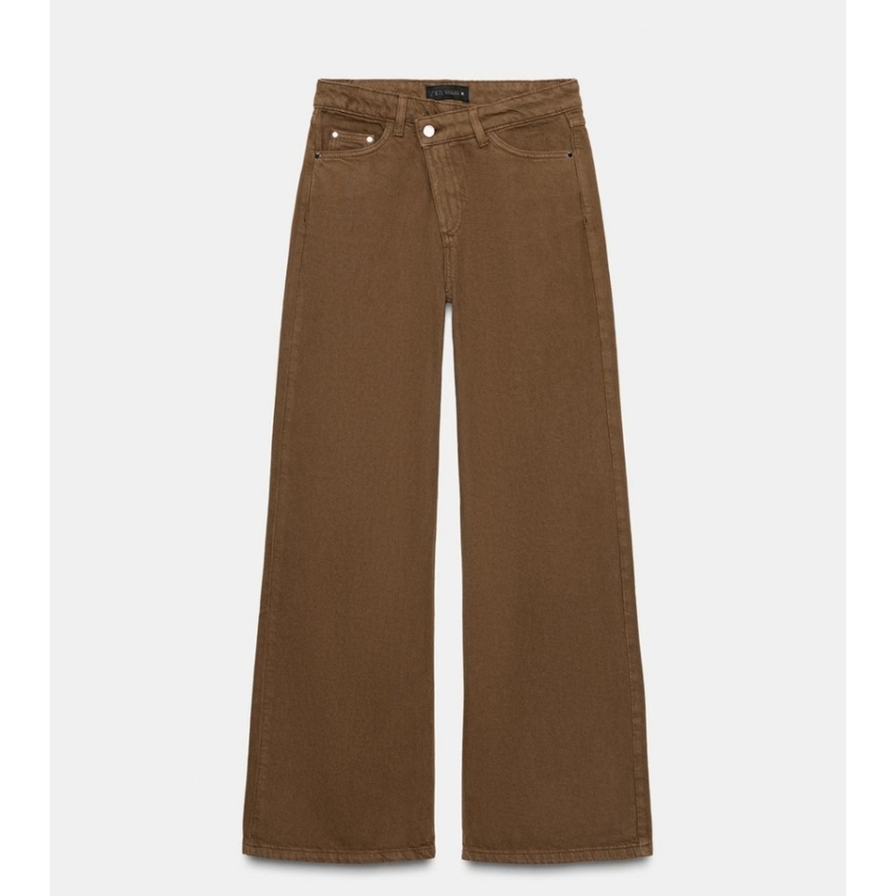 NWT!!! ZARA Brown Wide-Leg Women Jeans